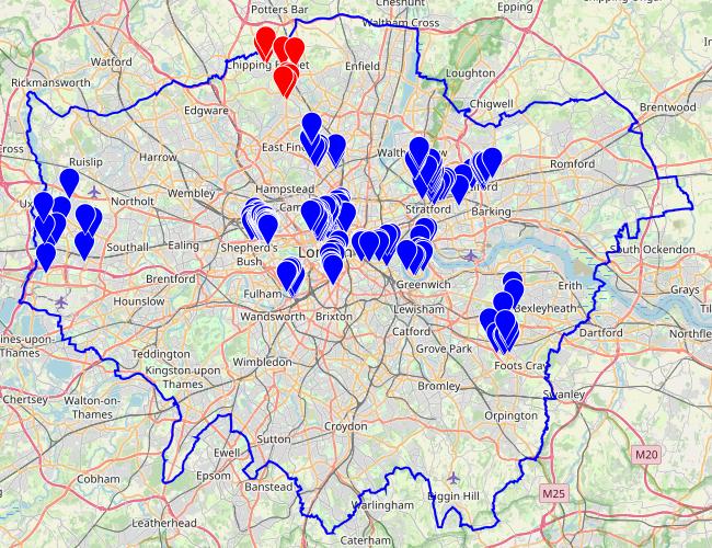 A map of mewses visited so far