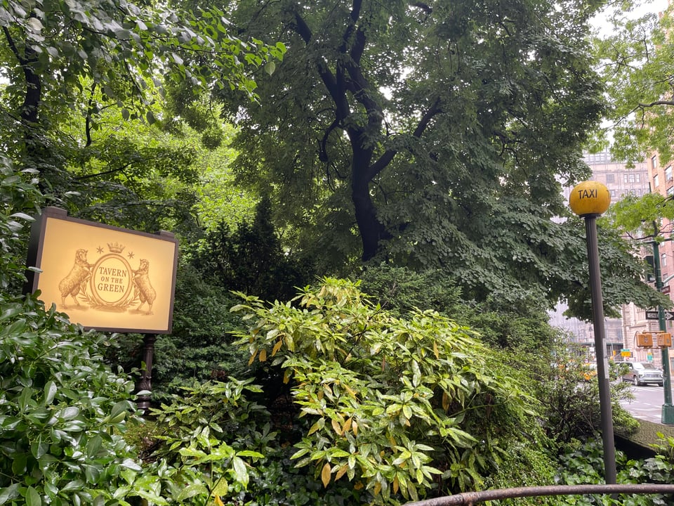 Tavern on the Green sign, and an old taxi light