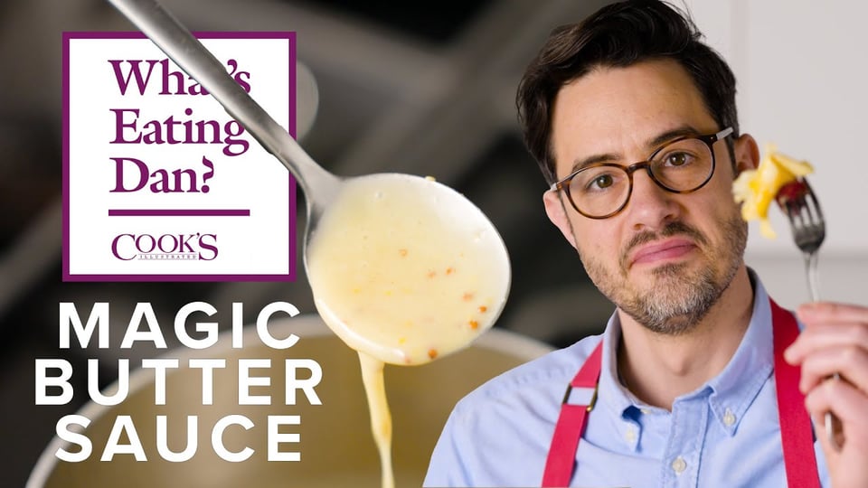 Dan from Cooks Illustrated showing off "magic butter sauce"