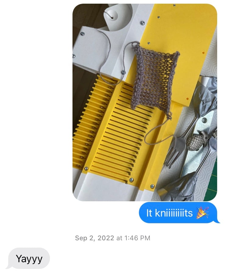 A 3D printed knitting machine