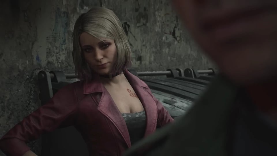 Maria looking at James flirtatiously
