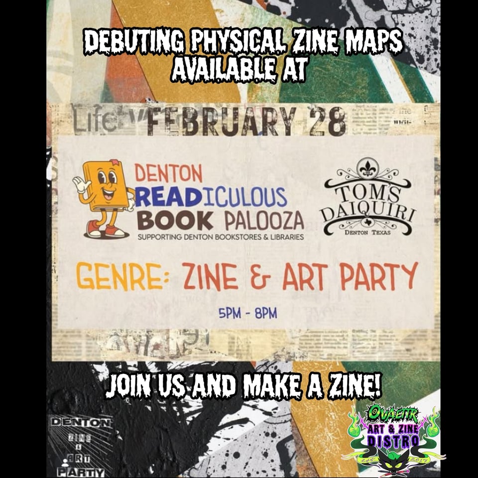 The Denton Zine Map & READiculous BOOK Palooza This Saturday!