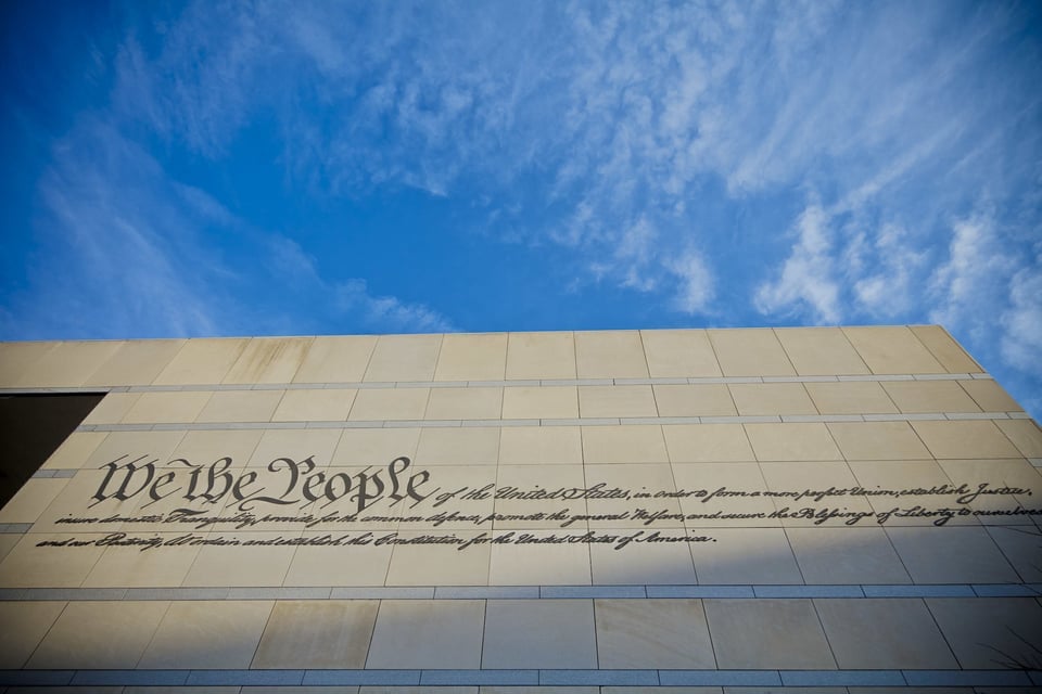 “We the People” facade at the National Constitution Center.