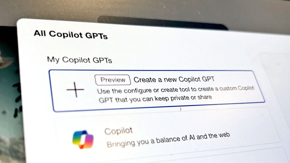 The Copilot GPT interface