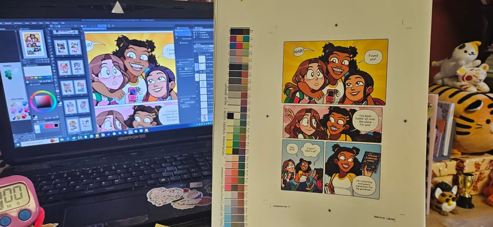 Test print next to my computer screen