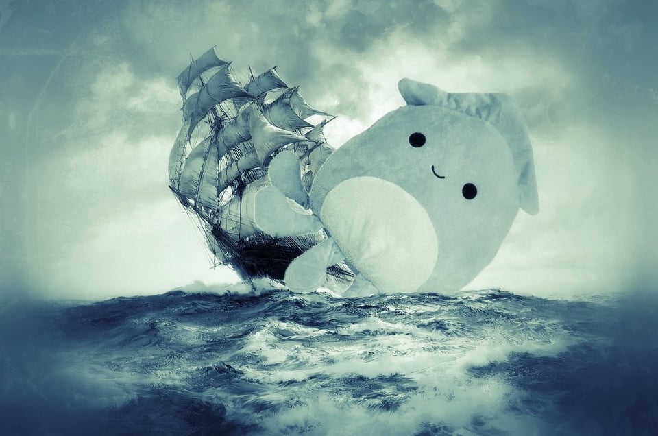 a squishmallow attacking a sailing vessel