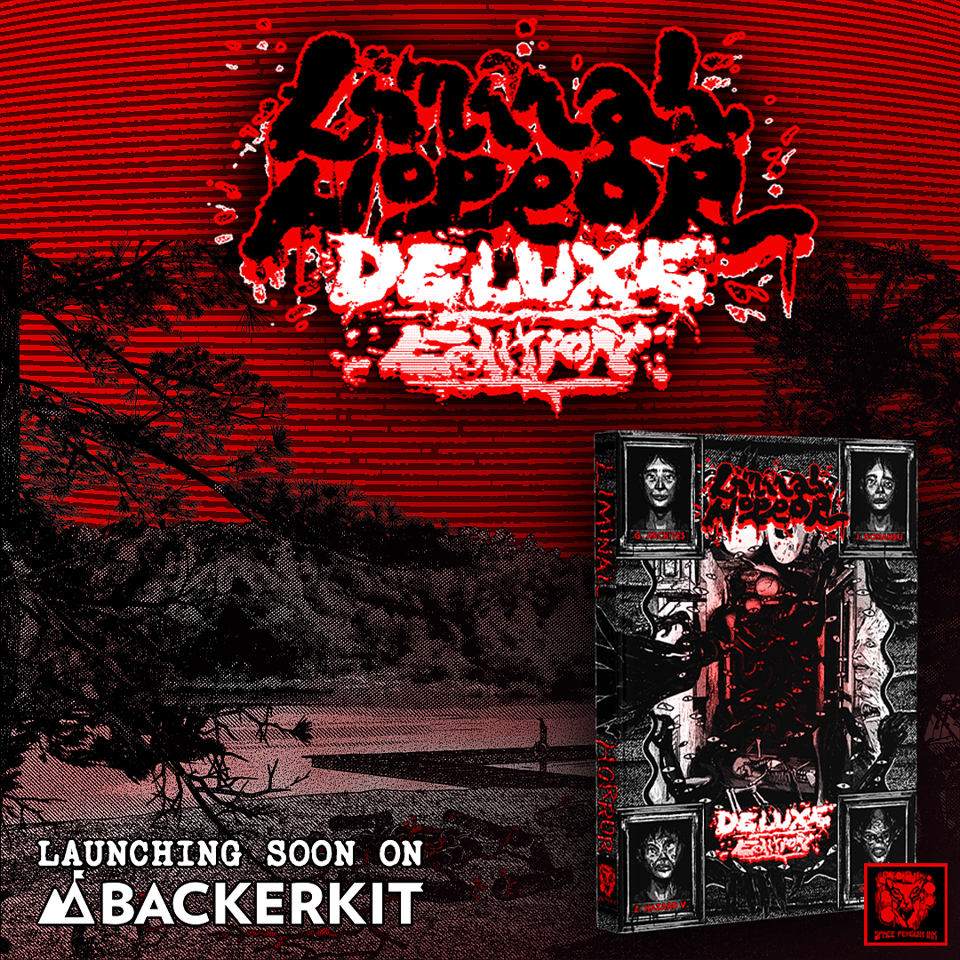 Liminal Horror Deluxe Edition ad with book and illustration for background and logo up top