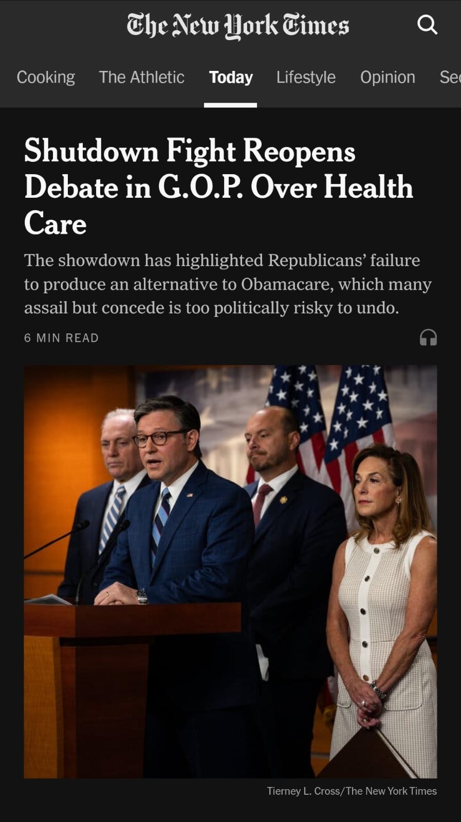 Screenshot of the NYT website on Sunday afternoon Gulf Standard Time