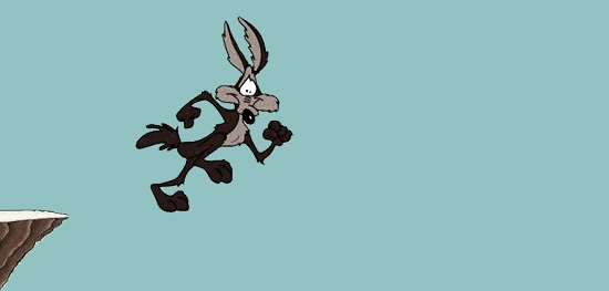 Wil E Coyote has run off a cliff.