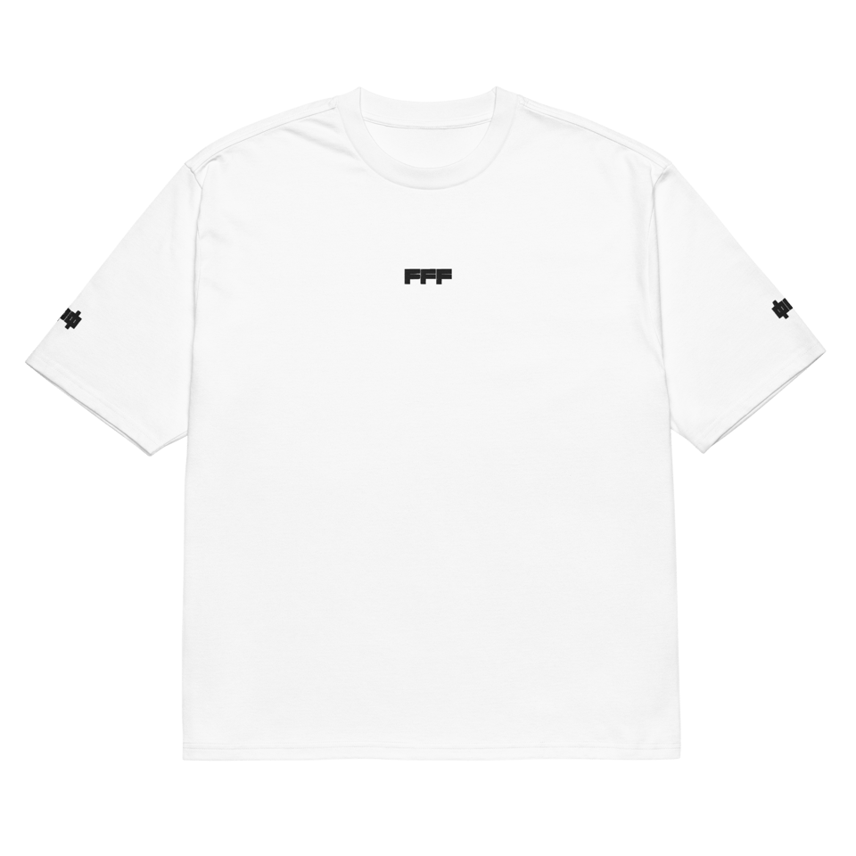 The FFF uniform tee in white with black embroidery