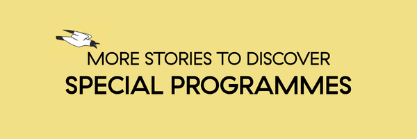 More stories to discover: BLON Special Programmes, with an illustrated flying seagull on a yellow background.