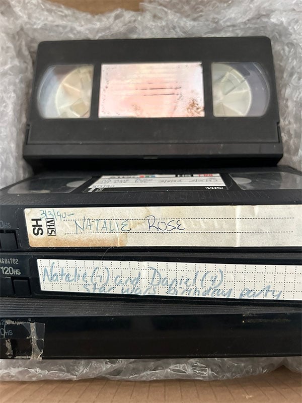 old vhs home movies in a box