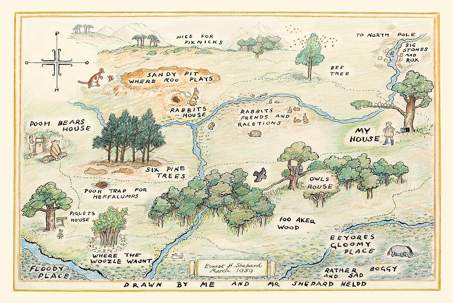 E.H. Shephard’s map of the 100 Aker Wood