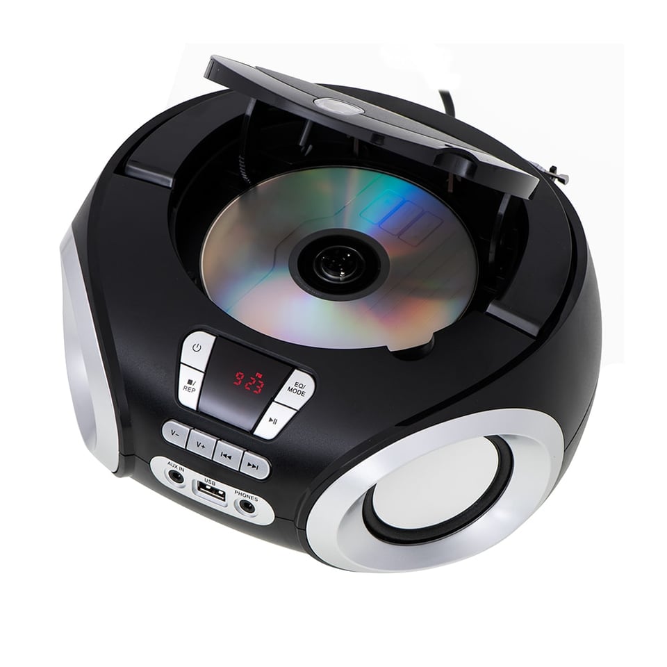 CD player aberto com um CD dentro