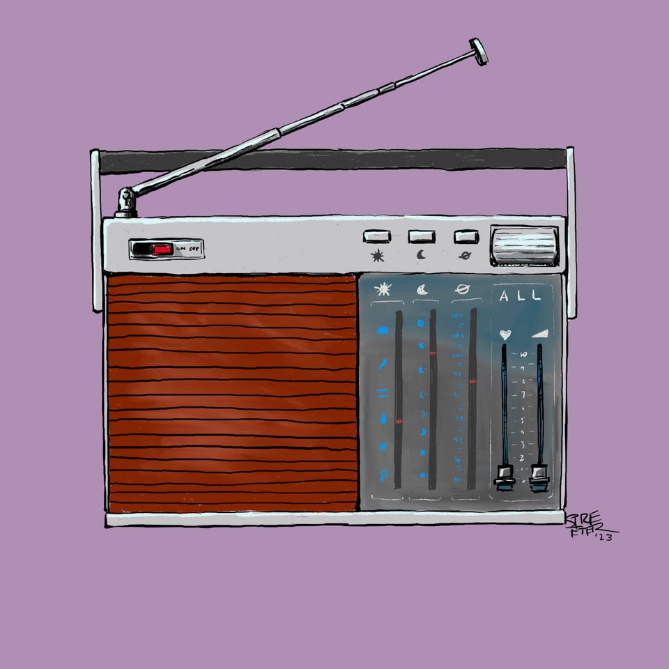 Color illustration of a portable radio that can control Everything