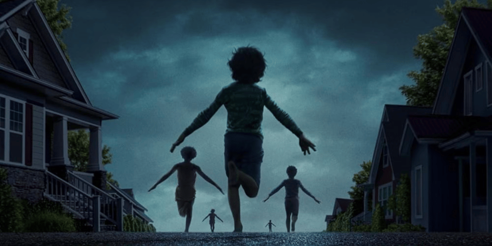Some children running in a creepy way.