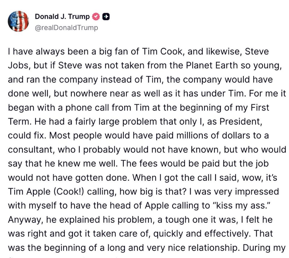 Another incoherent, delusional Truth Social madness from Trump.