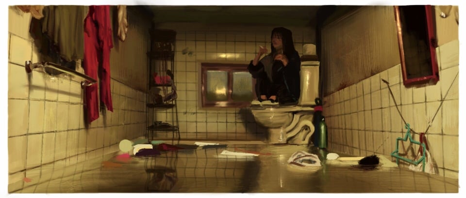 Flood scene from the movie Parasite.