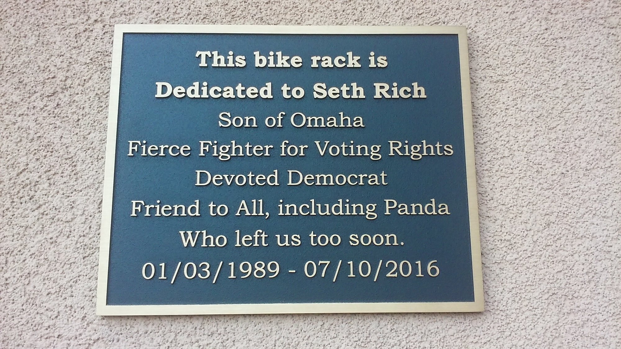 Seth Rich plaque outside the DNC headquarters