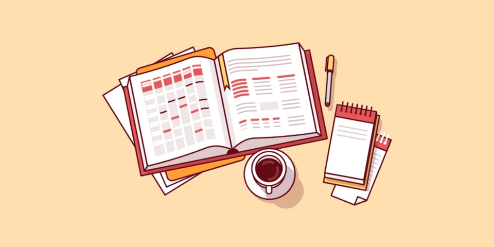 A cartoon of a neatly laid out journal.