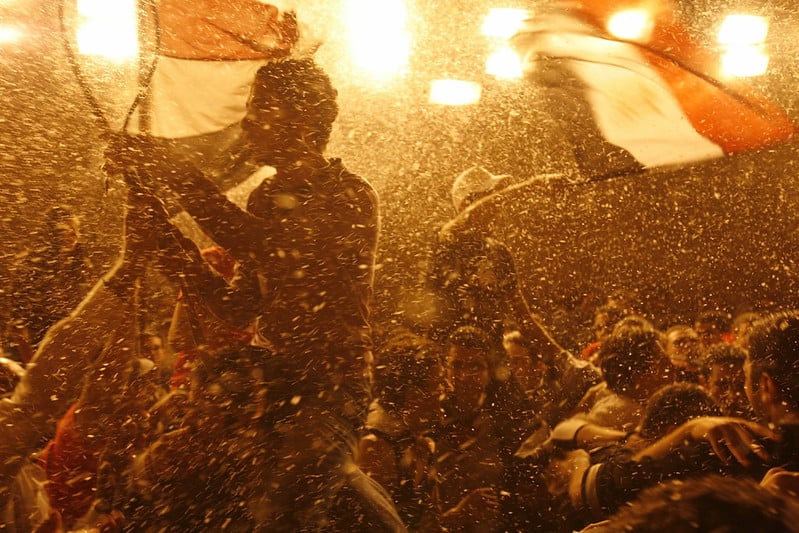 Egyptians celebrating a football match in Cairo, Egypt