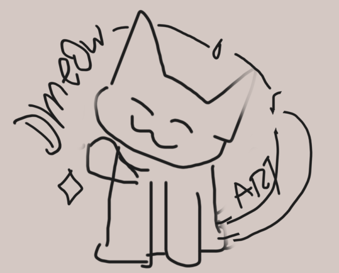 messy sketch of a new logo for my game studio DMEOW ART. only lineart.