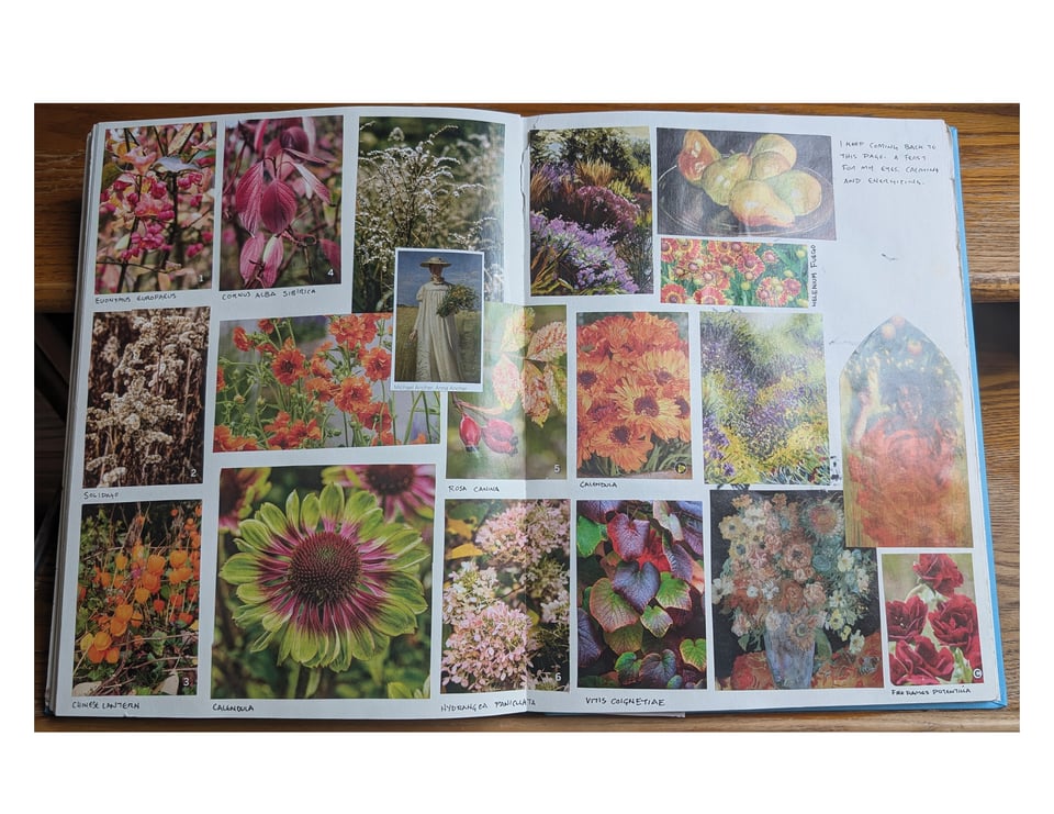A picture of a flower collage in a journal