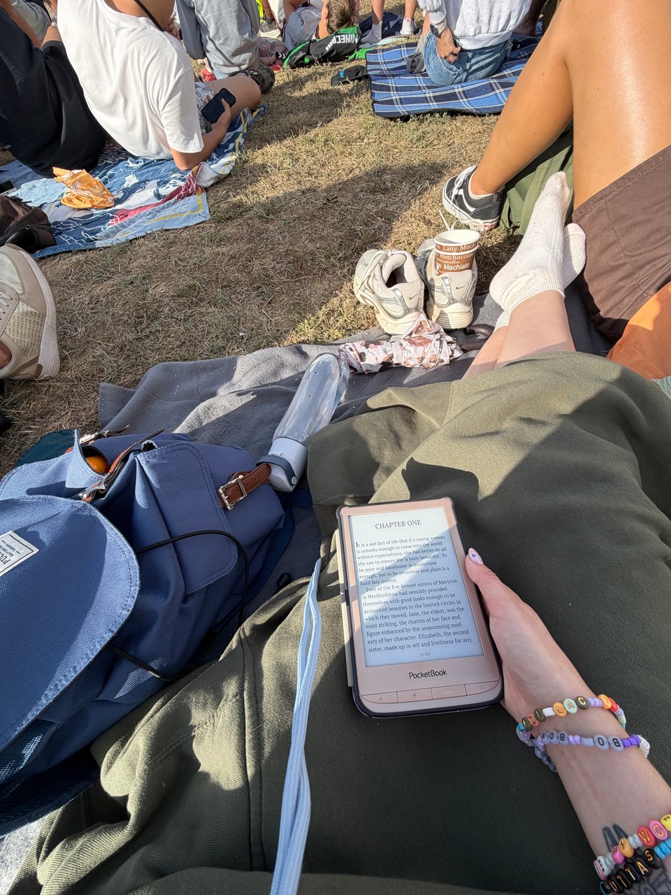Woman holding a e-book reader
