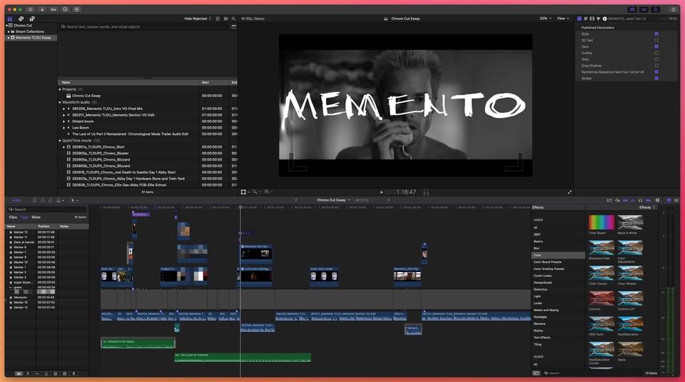 A less empty timeline in Final Cut Pro.