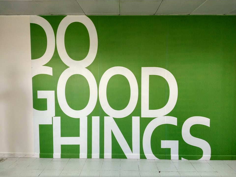 Mural in a school hallway: do good things