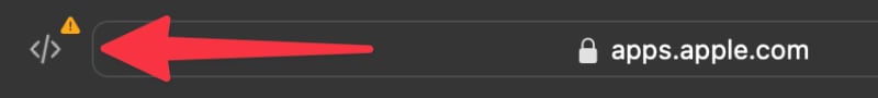 Browser address bar with a red arrow pointing to a userscript icon next to a warning symbol.