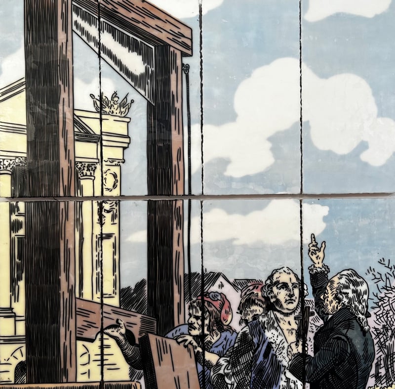 detail of a painting of some french king about to get beheaded