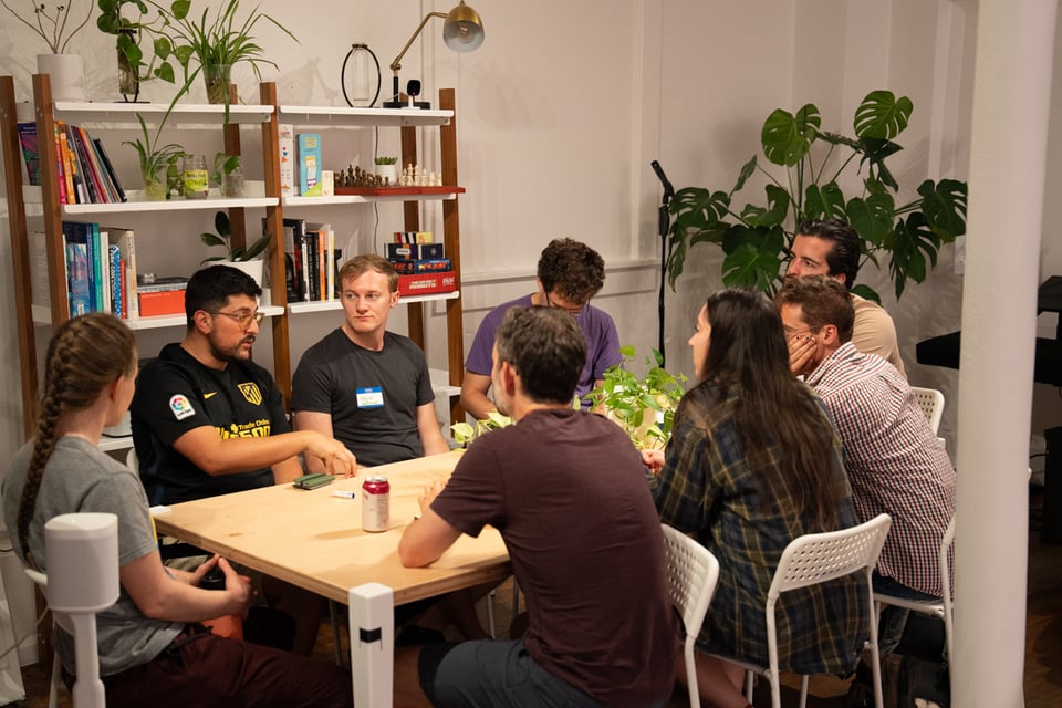 A group discussing a film.