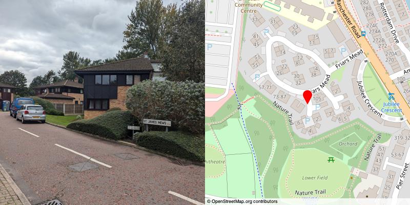A picture and map of the mews