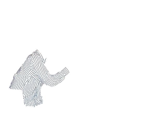 A man wearing a green-striped shirt, but only the green parts of the image