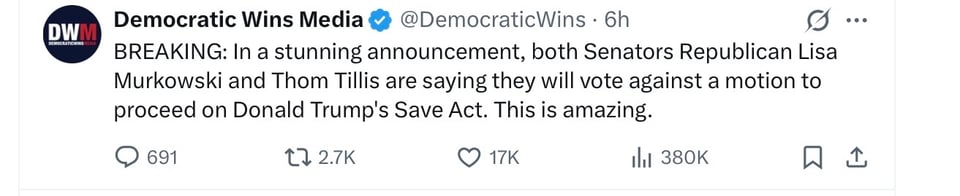  Some Republicans will join the opposition to Save.