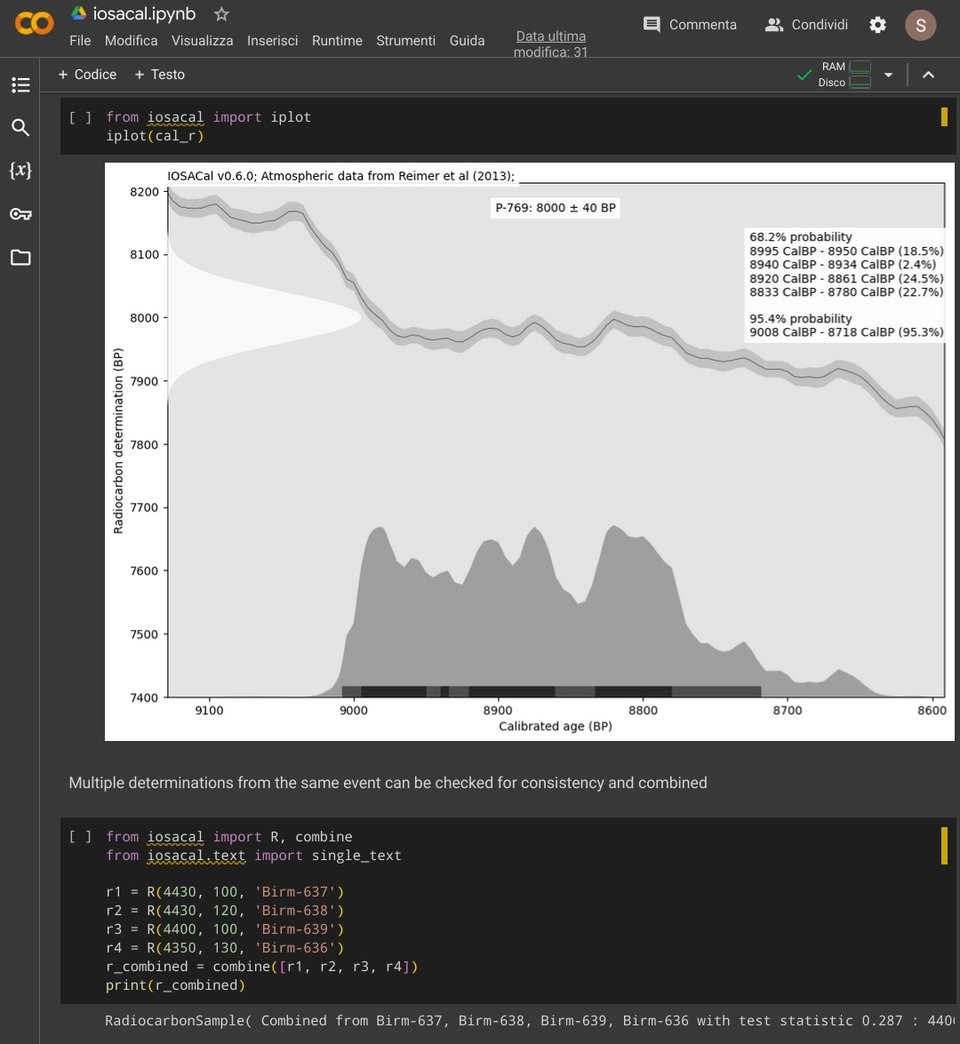 screenshot of the demo notebook running IOSACal in Google Colab.