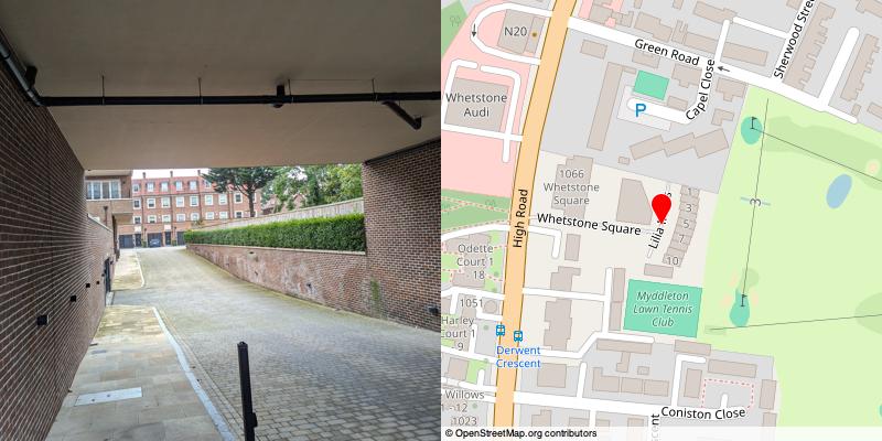 A picture and map of the mews