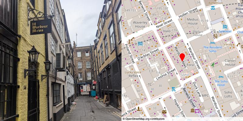 A picture and map of the mews
