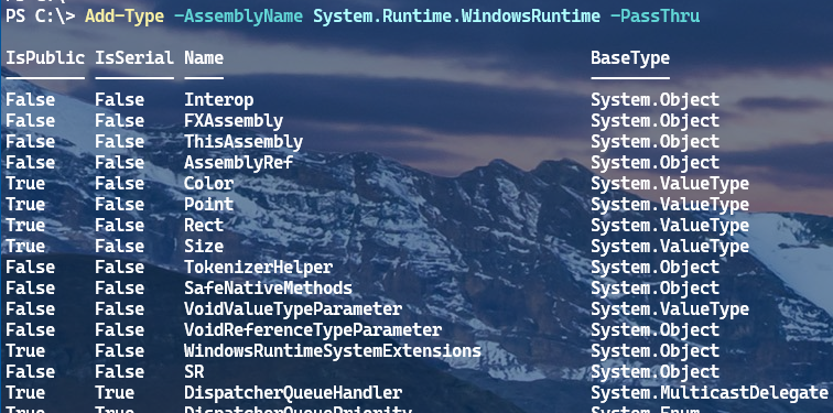 Adding WindowsRuntime in Windows PowerShell