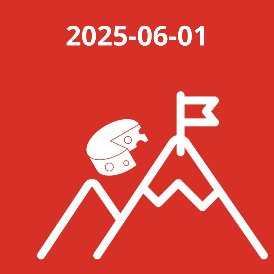 Icon of a cheese floating incongruously above an icon of a mountain. 2025-06-01