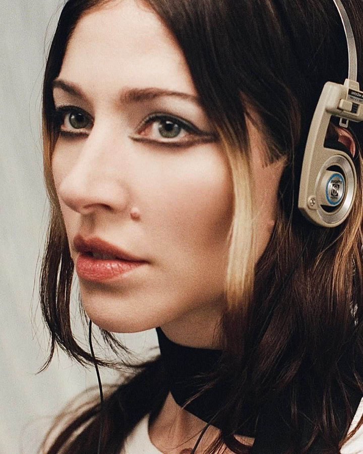 woman wearing headphones