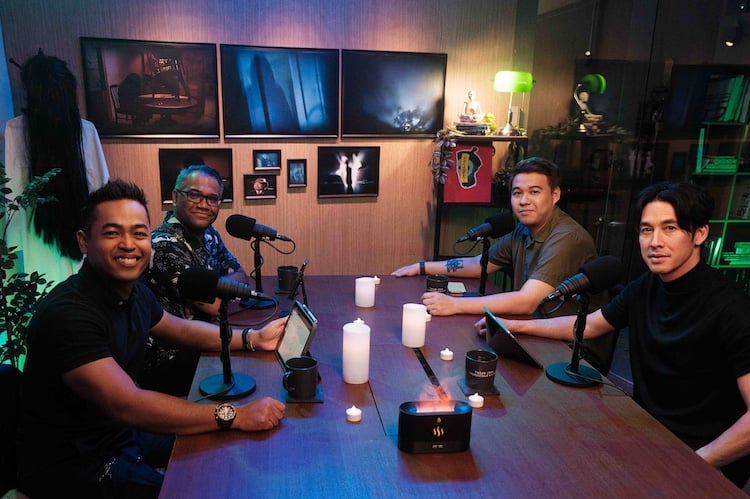 A photo of Raihan, myself, Kyle and Utt on the set of TALES FROM INCREDIBLE TALES