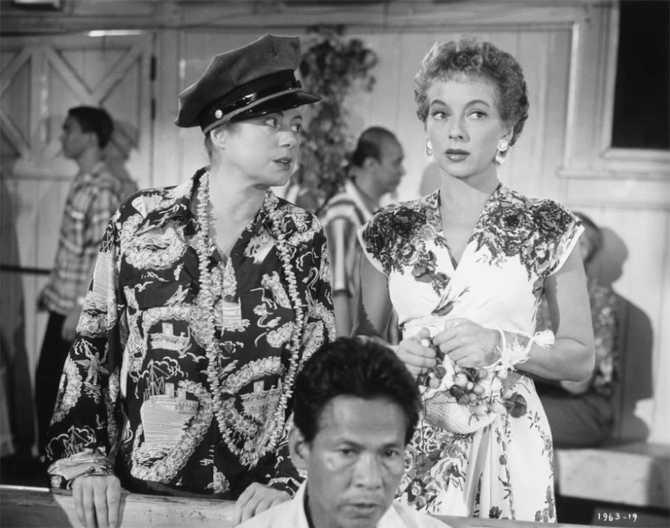 A still from Hell’s Half Acre featuring Elsa Lancaster and Evelyn Keyes