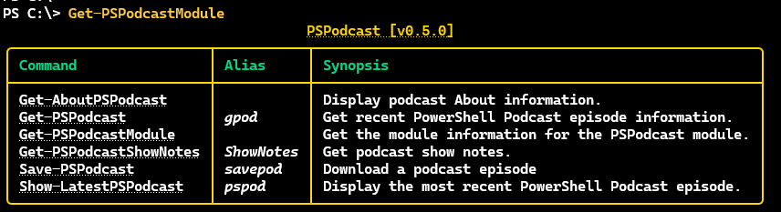 Get-PSPodcastModule