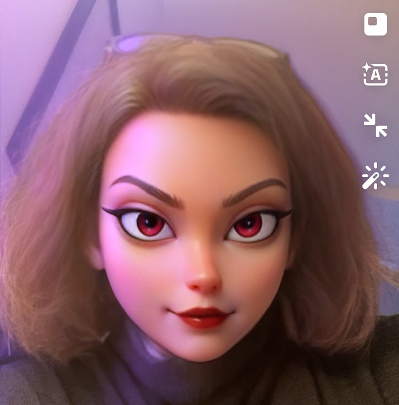 a cartoonsih? anime? rendition of a woman's face to make her look like a Disney villain