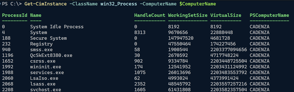 All win32_process instances