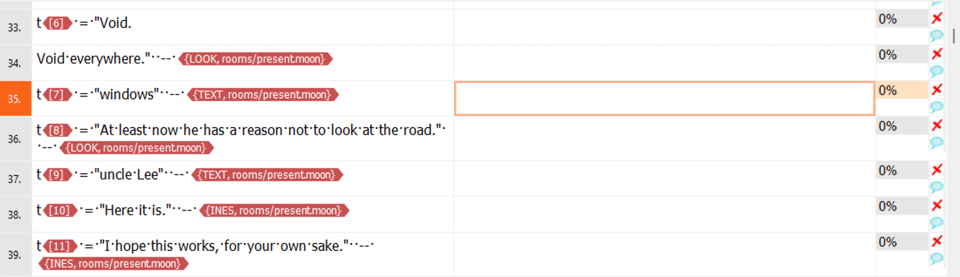 A column on the left with the source text in English and some tags showing up, while the column on the right, where the translated text will go, is empty.
