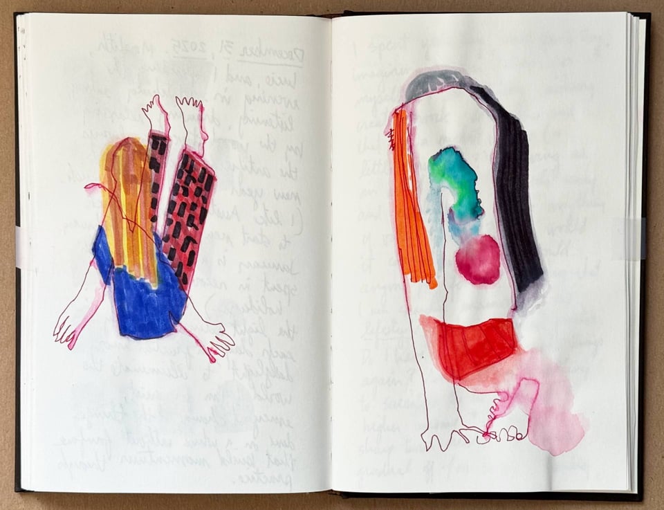a sketchbook with drawings of a child