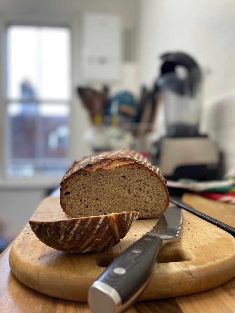 Bread on a chopping board